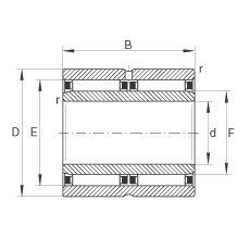 滾針軸承 NAO25X42X32-ZW-ASR1, 無(wú)擋邊，雙列
