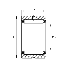 滾針軸承 NCS2216, 機(jī)加工滾道，根據(jù) ABMA 18.2 - 1982，英制