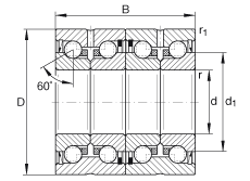推力角接觸球軸承 ZKLN3062-2RS-2AP, 配對，雙向，兩側(cè)唇密封