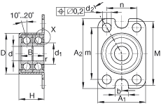 角接觸球軸承單元 ZKLR0624-2Z, 雙向，螺釘安裝，兩側(cè)間隙密封