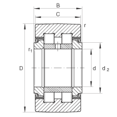 支撐型滾輪 PWTR3072-2RS, 滿裝滾子，軸向引導(dǎo)，兩側(cè)唇密封