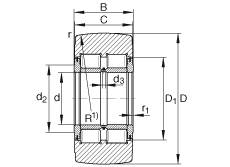支撐型滾輪 NNTR120X290X135-2ZL, 滿裝滾子，軸向引導(dǎo)，兩側(cè)唇密封