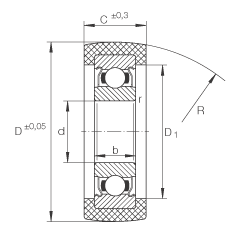 滾輪 KLRU15X47X20-2Z, 帶塑料箍，兩側(cè)密封