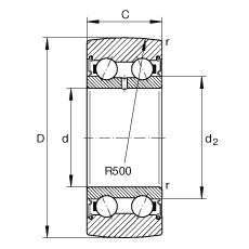 滾輪 LR50/8-2RSR, 雙向，兩側密封