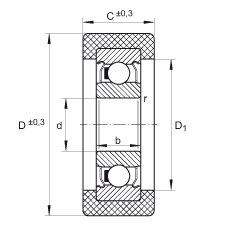 滾輪 KLRZ10X30X10-2Z, 帶塑料箍，兩側(cè)密封