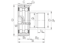 螺栓型滾輪 KR5203-2RS, 雙列，兩側唇密封