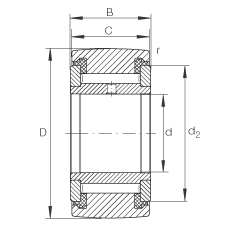 支撐型滾輪 NATV35-PP, 滿裝滾針，軸向引導(dǎo)，兩側(cè)用推力滑動墊圈