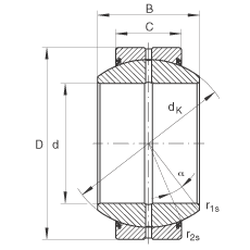 關節(jié)軸承 GE60-FO-2RS, 根據(jù) DIN ISO 12 240-1 標準, 需維護，兩側唇密封