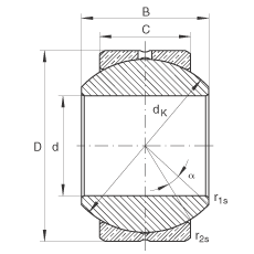關(guān)節(jié)軸承 GE5-PB, 根據(jù) DIN ISO 12 240-1 標(biāo)準(zhǔn)，尺寸系列 K，需維護(hù)