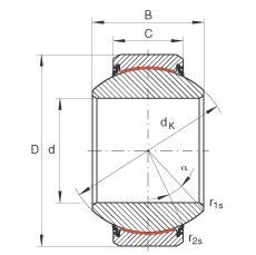 關(guān)節(jié)軸承 GE60-FW-2RS, 根據(jù) DIN ISO 12 240-1 標準, 免維護，兩側(cè)唇密封
