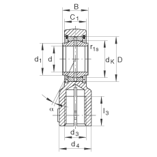 液壓桿端軸承 GIHNRK20-LO, 根據(jù) DIN ISO 12 240-4 標(biāo)準(zhǔn)，帶右旋螺紋夾緊裝置，需維護(hù)