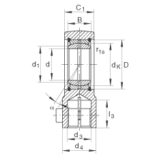 液壓桿端軸承 GIHRK35-DO, 根據(jù) DIN ISO 12 240-4 標(biāo)準(zhǔn)，帶右旋螺紋夾緊裝置，需維護(hù)
