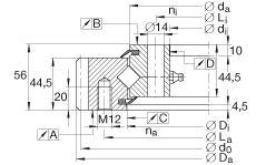 交叉滾子軸承 XSA141094-N, 標(biāo)準(zhǔn)系列 14， 外部的齒輪齒，兩側(cè)唇密封