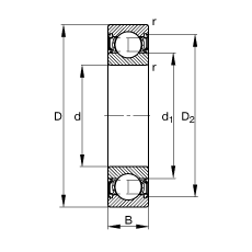 深溝球軸承 S6303-2RSR, 根據(jù) DIN 625-1 標(biāo)準(zhǔn)的主要尺寸, 耐腐蝕保護(hù)，兩側(cè)唇密封