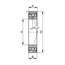 主軸軸承 HSS71907-C-T-P4S, 調(diào)節(jié)，成對安裝，接觸角 α = 15°，兩側(cè)唇密封，非接觸，加嚴(yán)公差