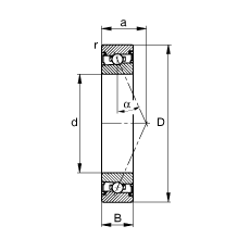 主軸軸承 HSS7013-E-T-P4S, 調(diào)節(jié)，成對安裝，接觸角 α = 25°，兩側(cè)唇密封，非接觸，限制公差