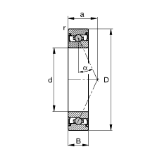 主軸軸承 HCS71912-E-T-P4S, 調(diào)節(jié)，成對或單元安裝，接觸角 α = 25°，兩側(cè)唇密封，非接觸，限制公差