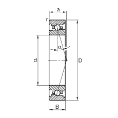 主軸軸承 HS71903-C-T-P4S, 調(diào)節(jié)，成對安裝，接觸角 α = 15°，限制公差