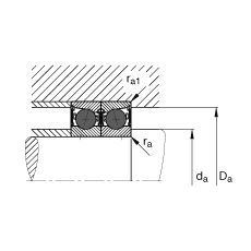 主軸軸承 HCB7006-C-2RSD-T-P4S, 調節(jié)，成對或單元安裝，接觸角 α = 15°，陶瓷球，兩側唇密封，非接觸，限制公差