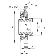 軸承座單元 RME35-N, 帶四個螺栓孔的法蘭的軸承座單元，定心凸出物，鑄鐵，偏心鎖圈，R 型密封