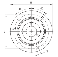 軸承座單元 GRRY20-VA, 帶三個(gè)/四個(gè)螺栓孔的法蘭的軸承座單元，沖壓鋼板，內(nèi)圈帶平頭螺釘，R 型密封， 耐腐蝕保護(hù)