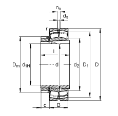 調心滾子軸承 22312-E1-K + H2312, 根據 DIN 635-2 標準的主要尺寸, 帶錐孔和緊定套